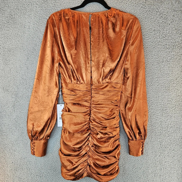 Rony Kobo Womens Orange Rust Carissa Mini Cocktail Club Dress Sz Xs Party FLAWS - Picture 9 of 15